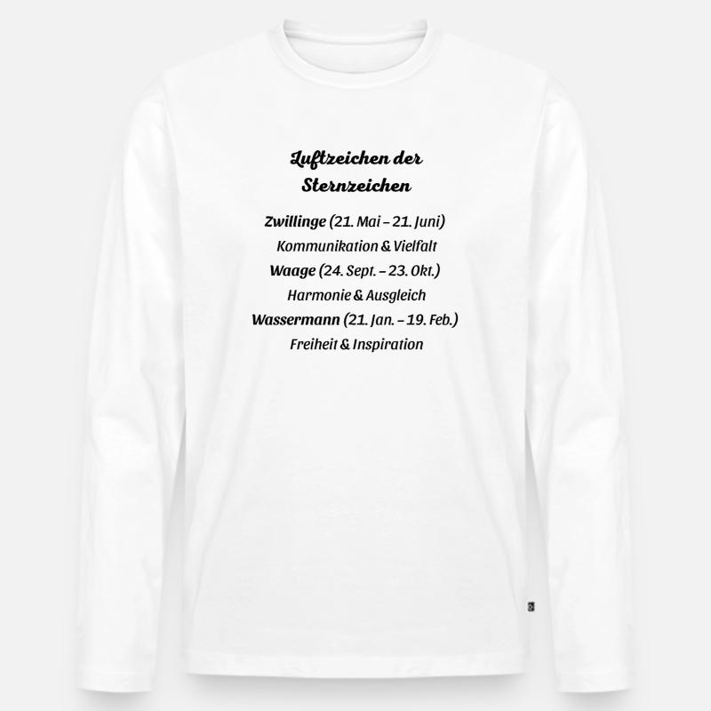 Luftzeichen der Sternzeichen - Männer Premium Bio Langarmshirt - Weiß
