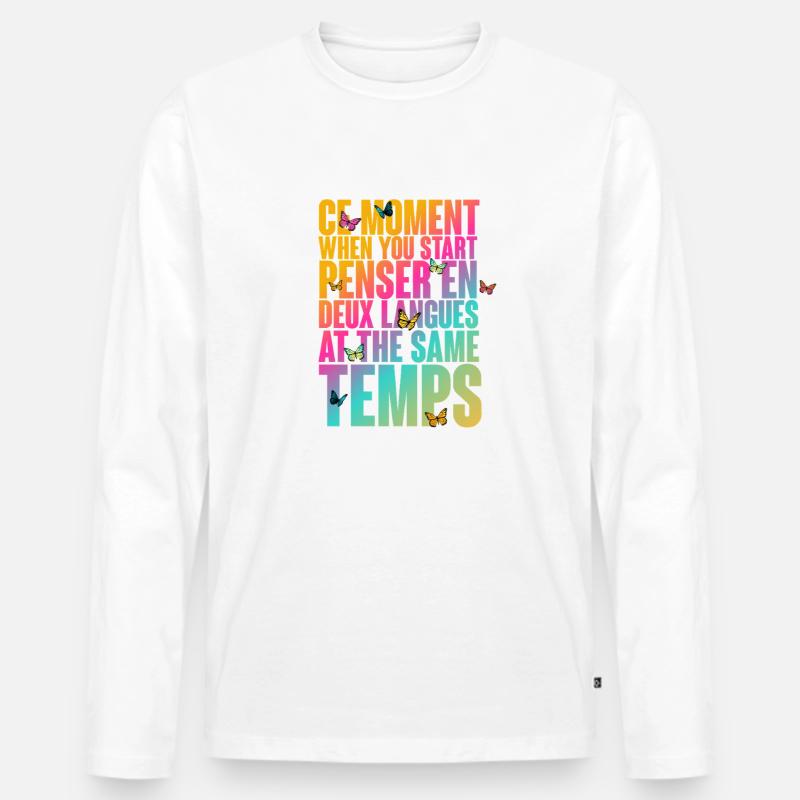 Bunte Motivbotschaft mit Schmetterlingen - Männer Premium Bio Langarmshirt - Weiß