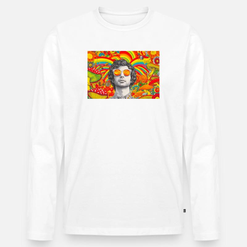 Psychedelisches Porträt mit lebendigen Pilzen - Männer Premium Bio Langarmshirt - Weiß