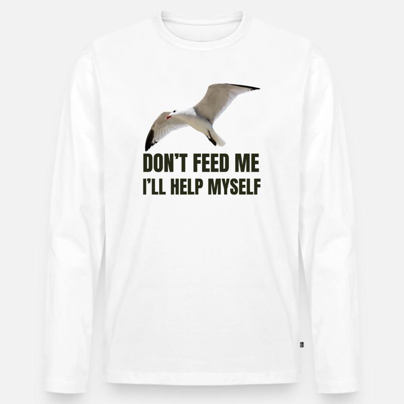 Möwe mit mutigem Statement - Männer Premium Bio Langarmshirt - Weiß