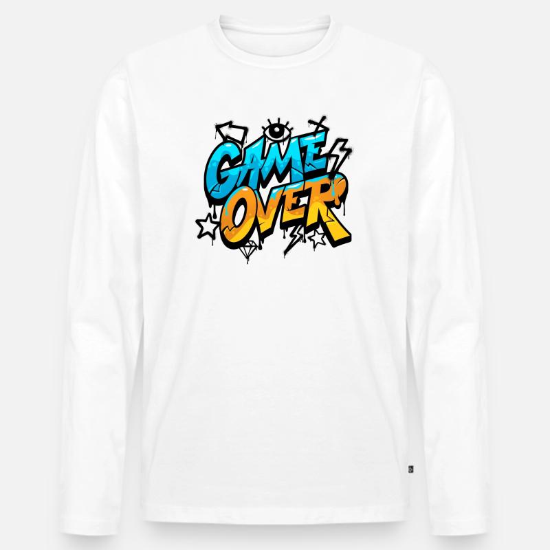 Game Over Graffiti Style Design - Männer Premium Bio Langarmshirt - Weiß