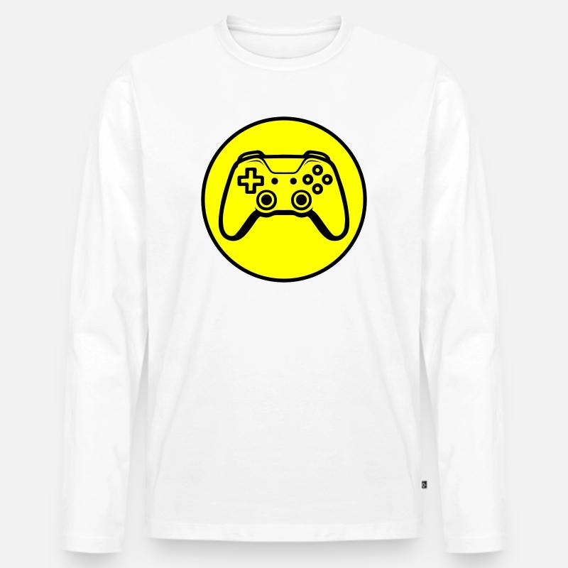 Controller Joypad Symbol - Männer Premium Bio Langarmshirt - Weiß