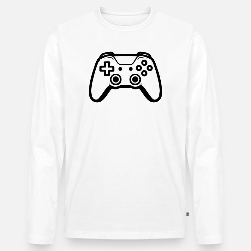 Controller Joypad Gamer - Männer Premium Bio Langarmshirt - Weiß