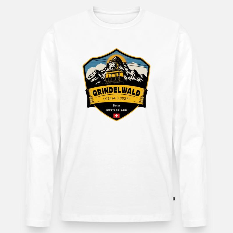 Grindelwald , Schweizer Alpen , Schweiz - Männer Premium Bio Langarmshirt - Weiß