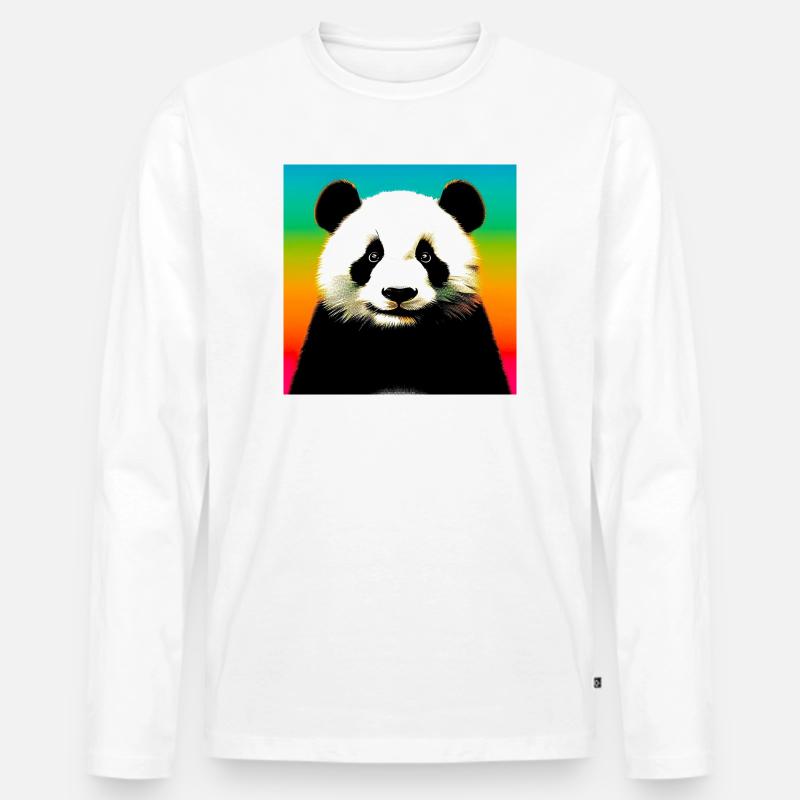 Panda - Maglia a manica lunga ecologica premium da uomo - bianco