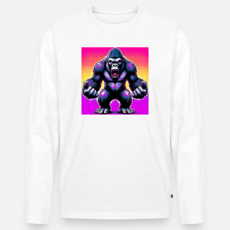 Gorilla - Männer Premium Bio Langarmshirt - Weiß