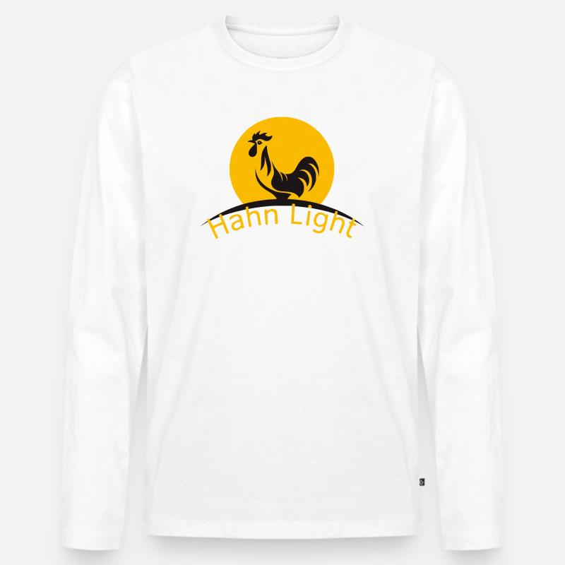 Hahn Light - Männer Premium Bio Langarmshirt - Weiß