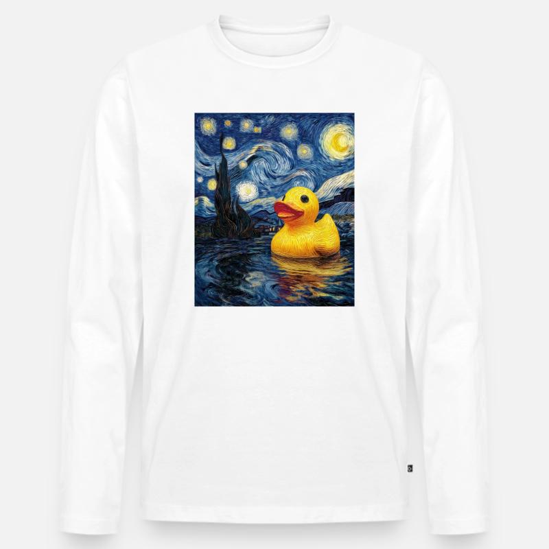 Quietscheentchen - Männer Premium Bio Langarmshirt - Weiß