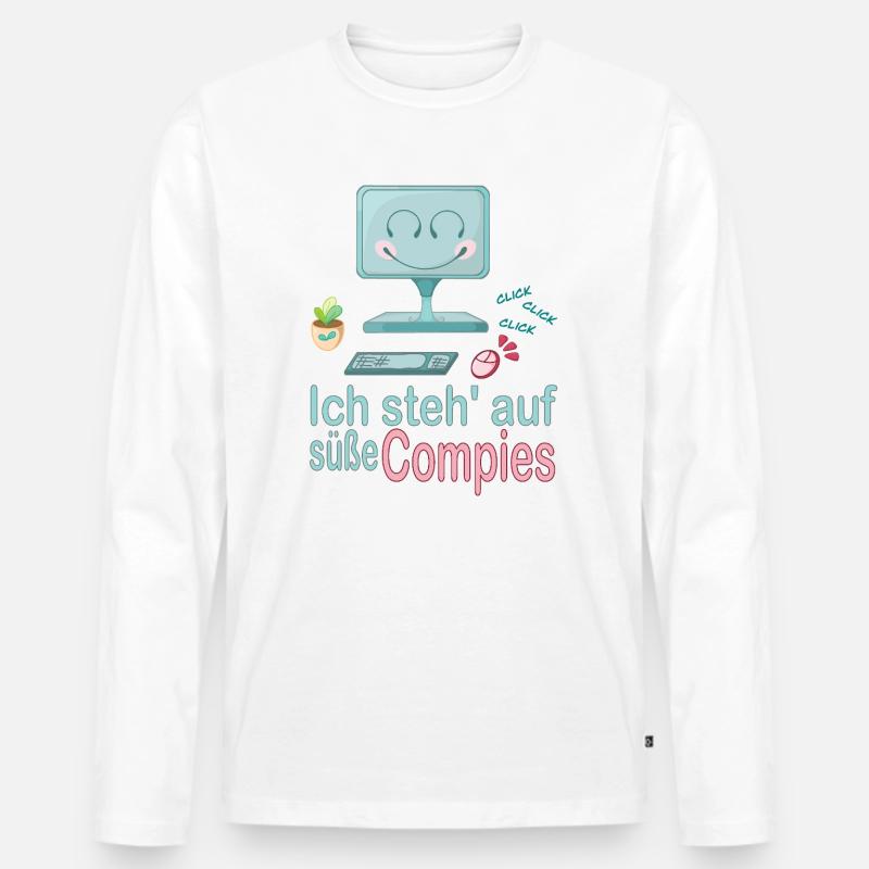 Ich steh' auf süße Computer - Männer Premium Bio Langarmshirt - Weiß