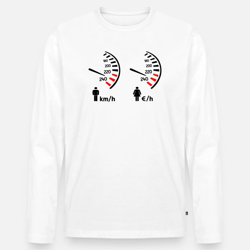 Tachometer km/h und Kostenmesser - Männer Premium Bio Langarmshirt - Weiß