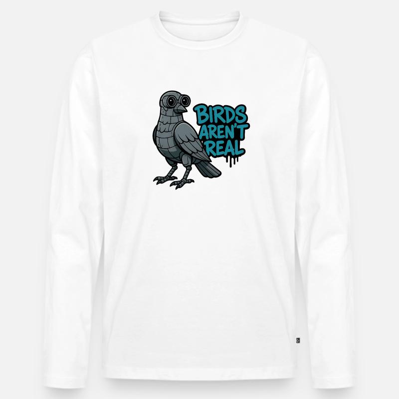 Birds Aren’t Real Roboter Vogel - Männer Premium Bio Langarmshirt - Weiß