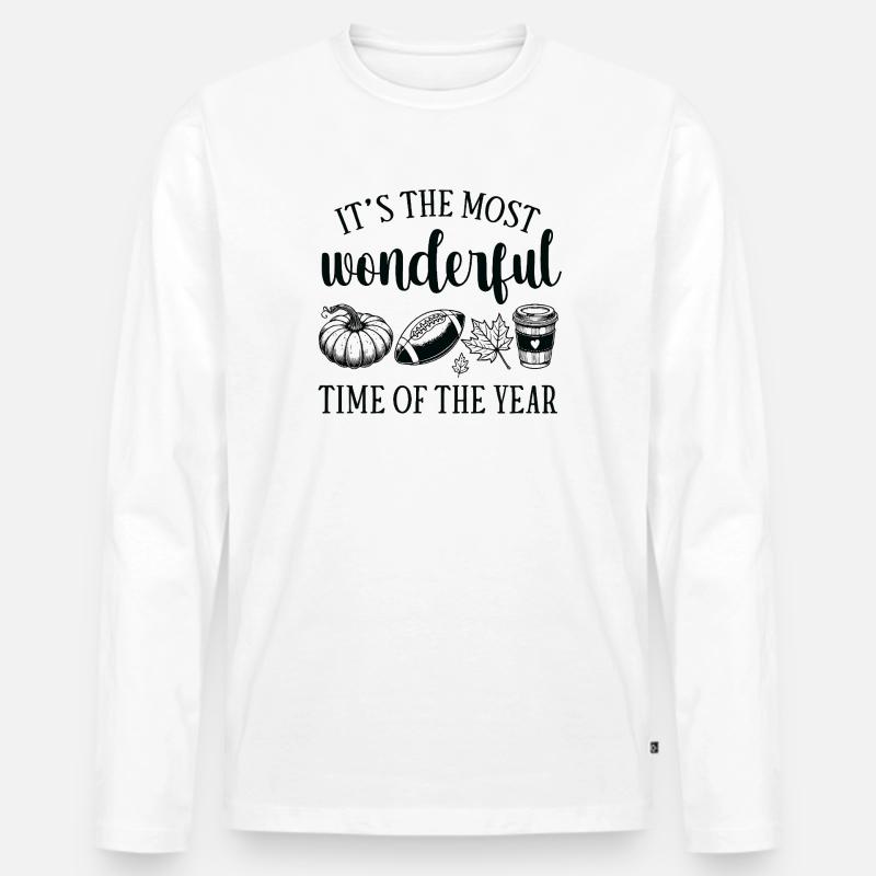 Die ersten Aromen des Herbstes - Männer Premium Bio Langarmshirt - Weiß