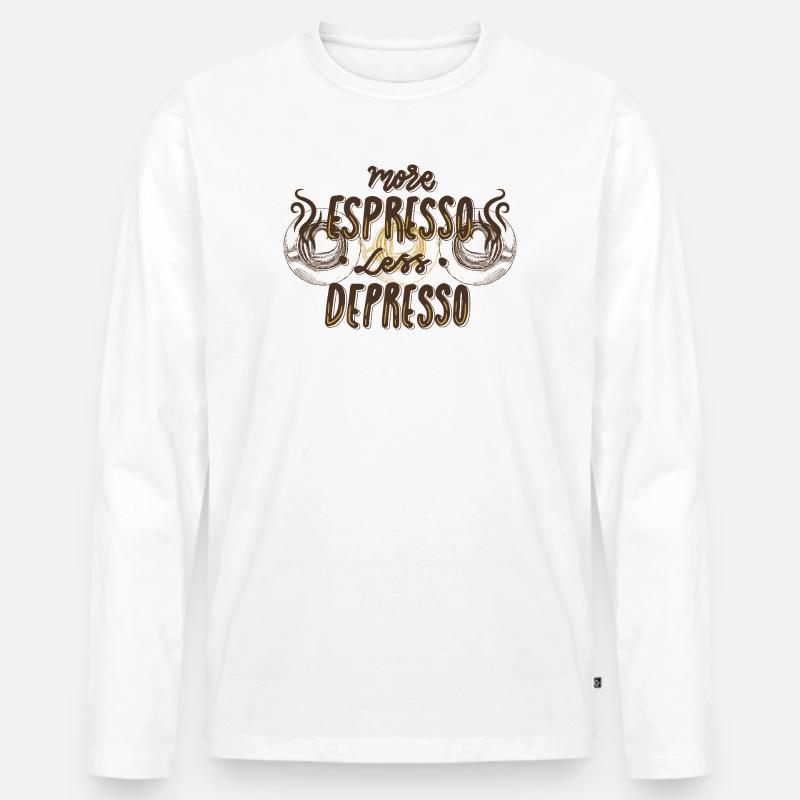Espresso - Männer Premium Bio Langarmshirt - Weiß