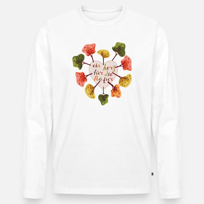 Herz voller Bäume - Männer Premium Bio Langarmshirt - Weiß