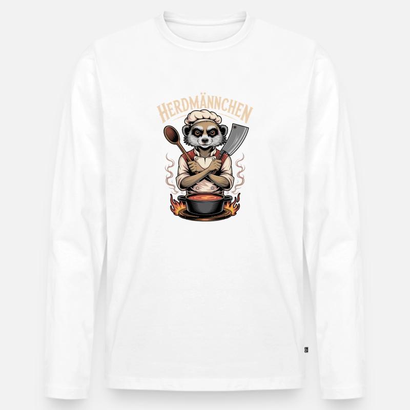 Herdmannchen Kochen Lustiger Koch Herdmannchen - Männer Premium Bio Langarmshirt - Weiß