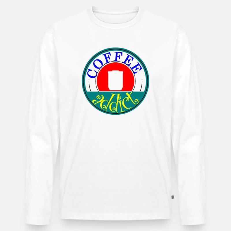 Coffee Addict Retro Abzeichen Design - Männer Premium Bio Langarmshirt - Weiß