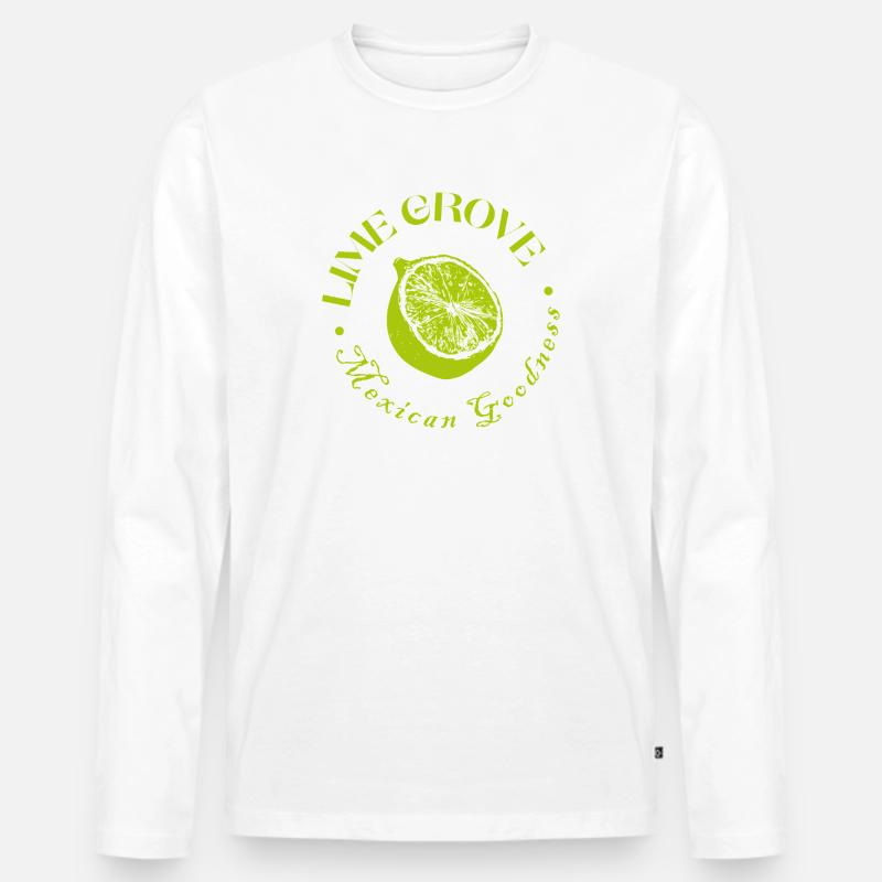 Limette und Zitrone Botanisches Design - Männer Premium Bio Langarmshirt - Weiß