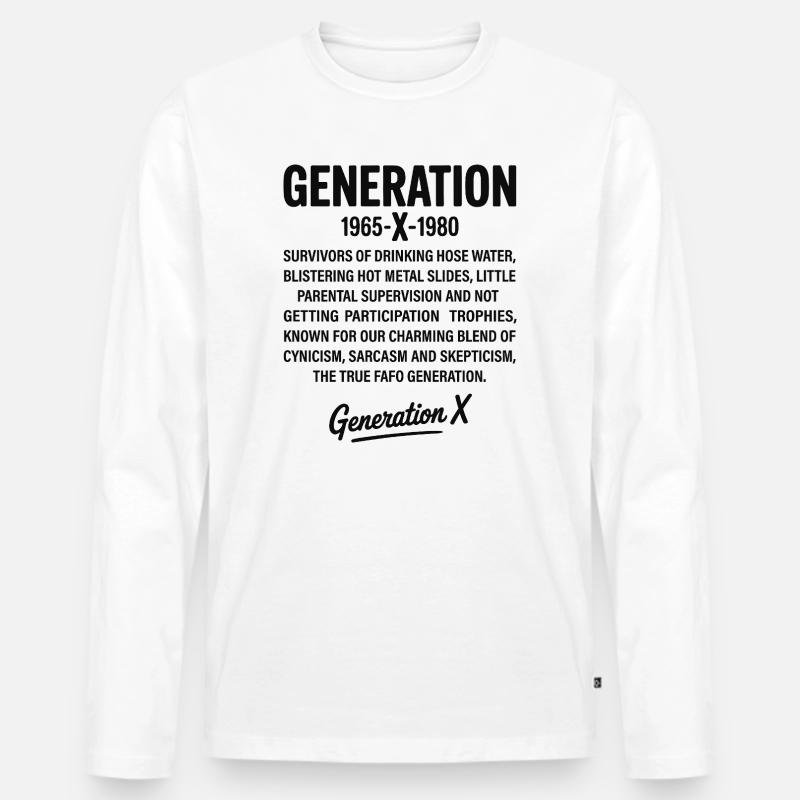 Retro-Textdesign der Generation X - Männer Premium Bio Langarmshirt - Weiß