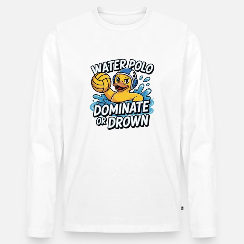 Lustiges Wasserballspiel: Dominieren oder Ertrinken - Männer Premium Bio Langarmshirt - Weiß