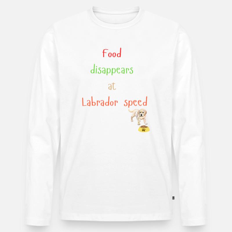 Labrador Essen Verschwinden Verspieltes Design - Männer Premium Bio Langarmshirt - Weiß