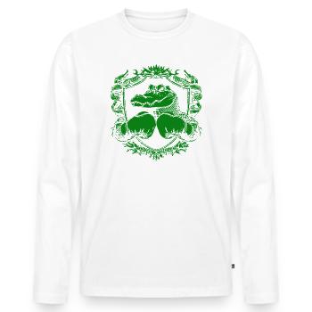 Krokodil bokshandschoenen - Mannen Premium Bio shirt met lange mouwen - wit - Voor - Nico (187cm)
