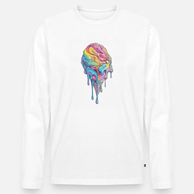 Eiscreme Eis - Männer Premium Bio Langarmshirt - Weiß