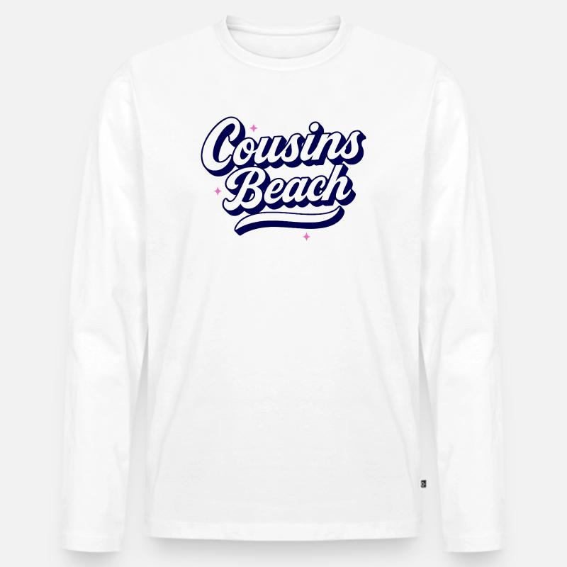 Cousins Beach – Retro Script Design - Männer Premium Bio Langarmshirt - Weiß