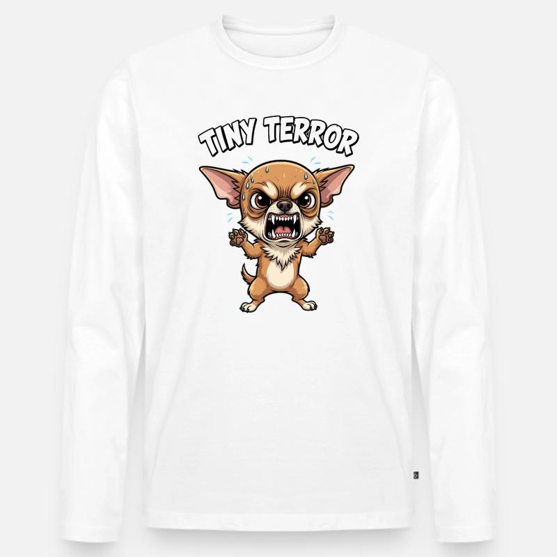 Tiny Terror – Chihuahua Design - Männer Premium Bio Langarmshirt - Weiß