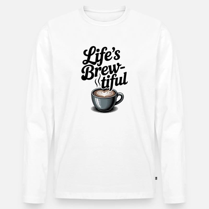 Das Gebräu des Lebens - Männer Premium Bio Langarmshirt - Weiß