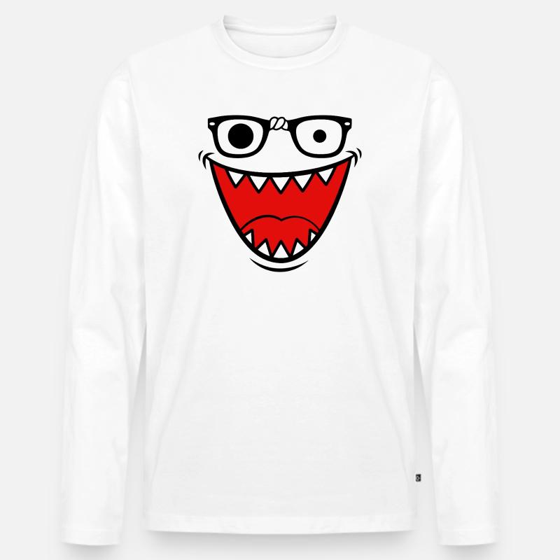 Retro Y2K Monster Emo Halloween - Männer Premium Bio Langarmshirt - Weiß