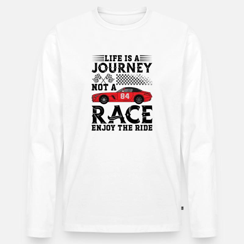 Roter Rennwagen mit der Startnummer 84 - Männer Premium Bio Langarmshirt - Weiß