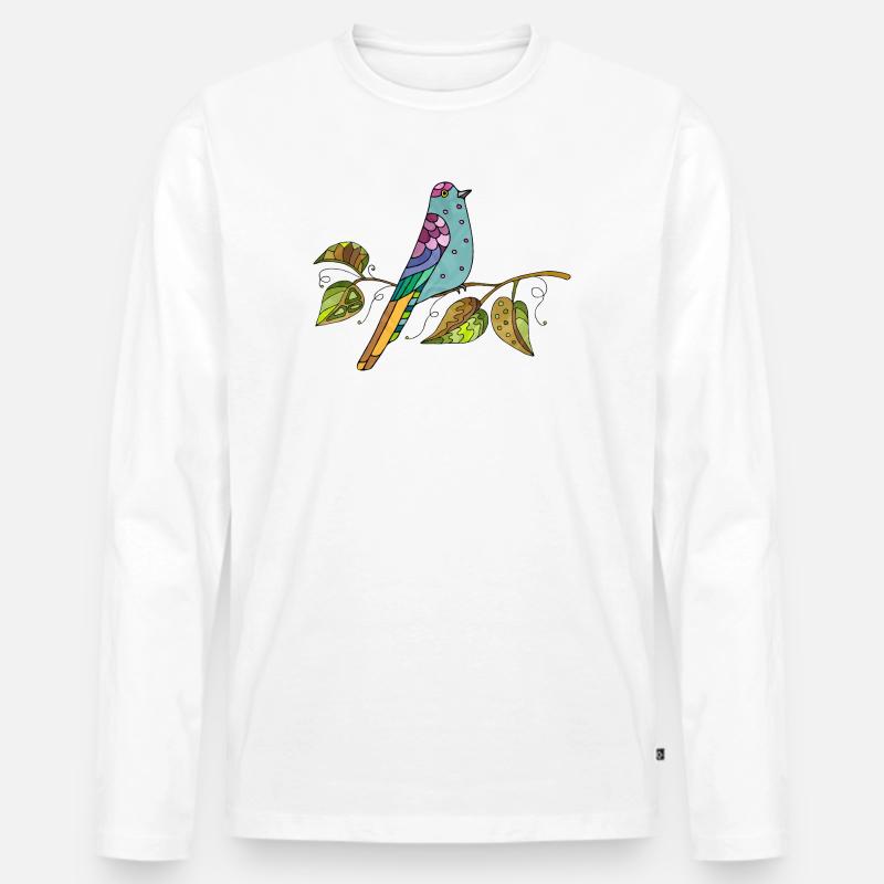 Bunter Vogel - Männer Premium Bio Langarmshirt - Weiß