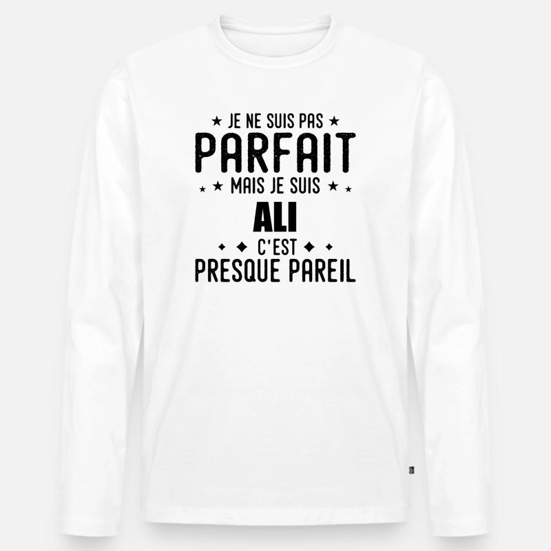 Ali: authentisch, unvollkommen, oberflächlich, perfekt - Männer Premium Bio Langarmshirt - Weiß