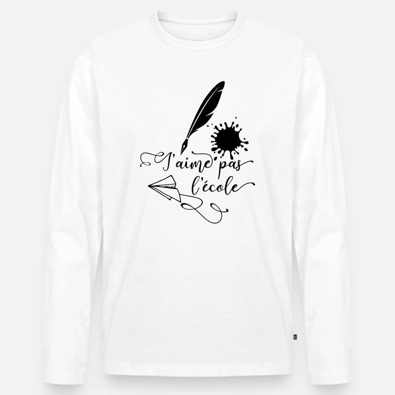 Ich mag die Schule nicht - Männer Premium Bio Langarmshirt - Weiß