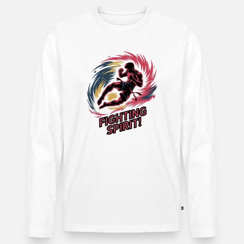 Dynamisches Kampfsport-Kampfgeist-Design - Männer Premium Bio Langarmshirt - Weiß