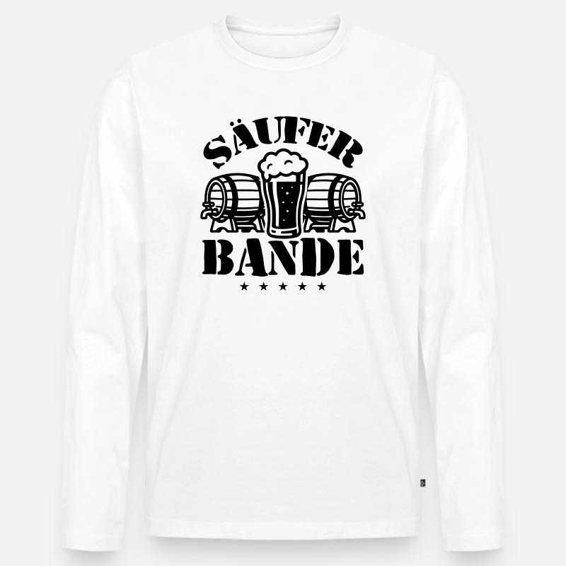 Säufer Bande Bier - Männer Premium Bio Langarmshirt - Weiß