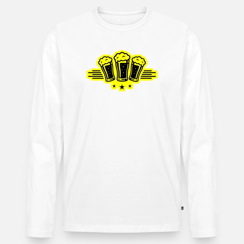 Bierglas Symbol Bier Malzbier - Männer Premium Bio Langarmshirt - Weiß