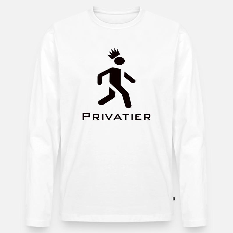 Privatier - Runner mit Krone Design schwarz - Männer Premium Bio Langarmshirt - Weiß