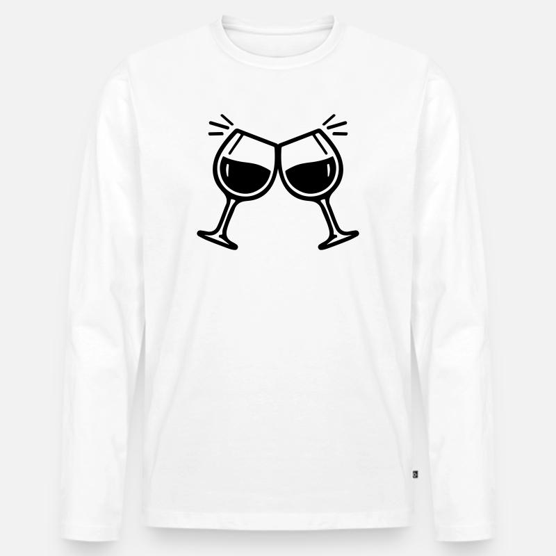 Weinglas Anstoßen Prost Wein - Männer Premium Bio Langarmshirt - Weiß