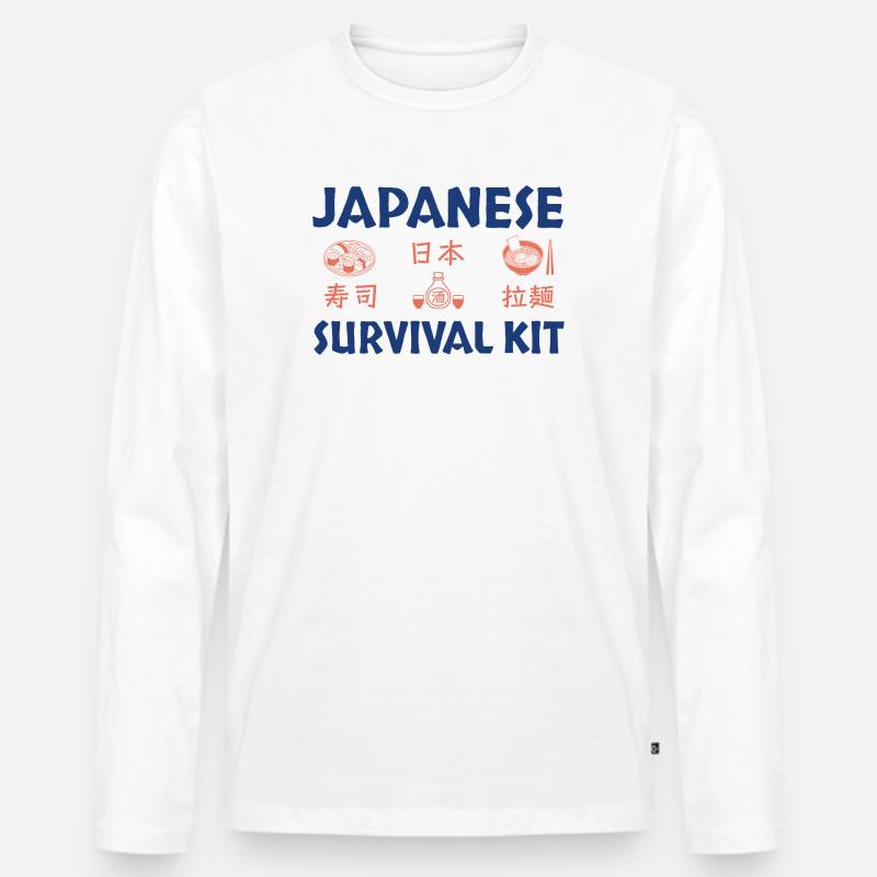 Japanisches Sushi Survival Kit Design - Männer Premium Bio Langarmshirt - Weiß