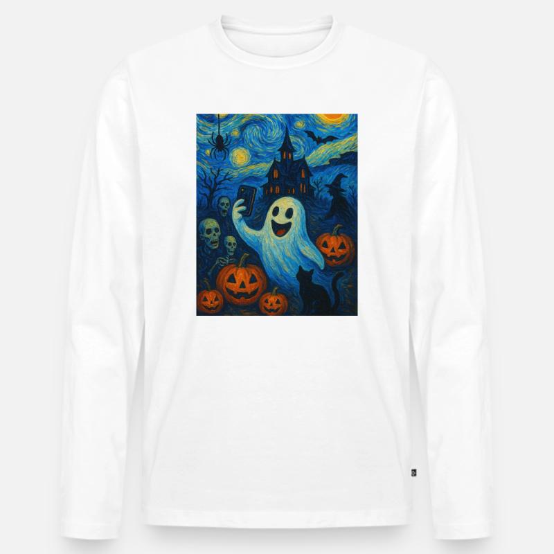 Fantasy Halloween Van Gogh - Männer Premium Bio Langarmshirt - Weiß