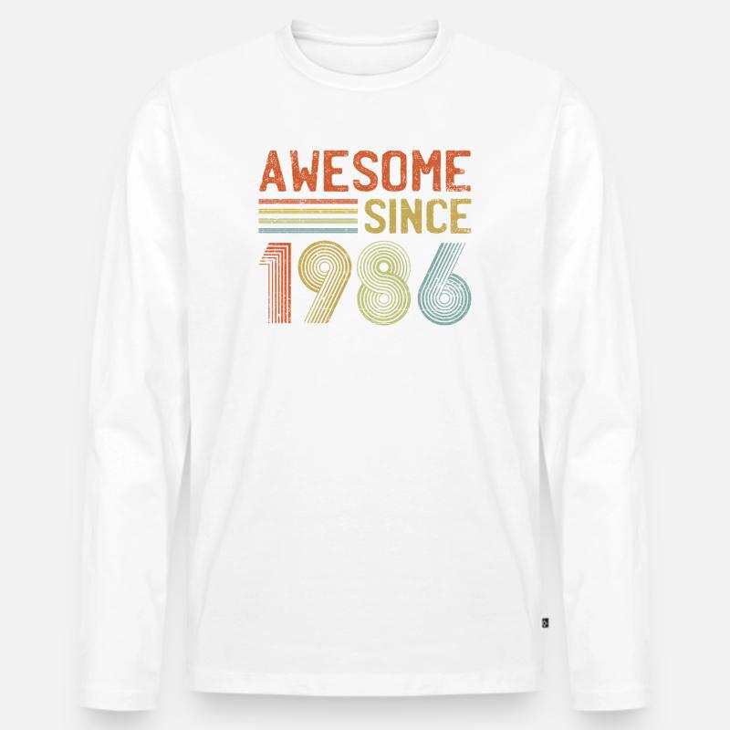 Retro 1986 Jubiläumsdesign - Männer Premium Bio Langarmshirt - Weiß