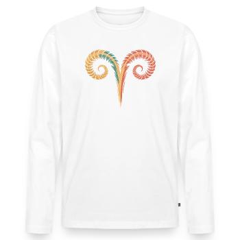 Widder Sternzeichen Symbol Aries Horoskop Widder - Männer Premium Bio Langarmshirt - Weiß - Vorne - Nico (187cm)