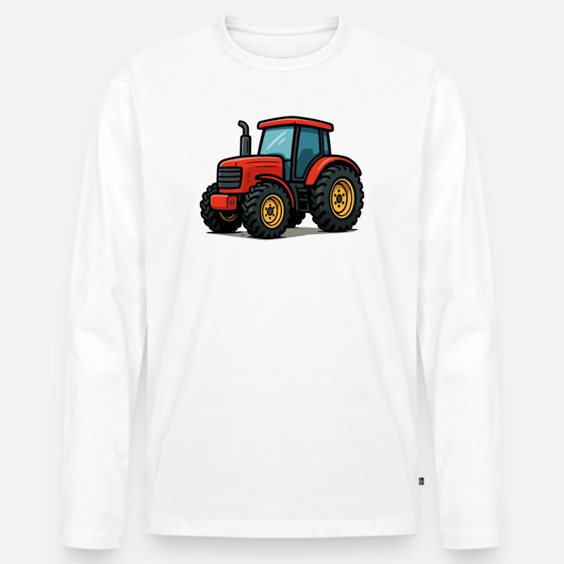 Traktor Comic - Männer Premium Bio Langarmshirt - Weiß