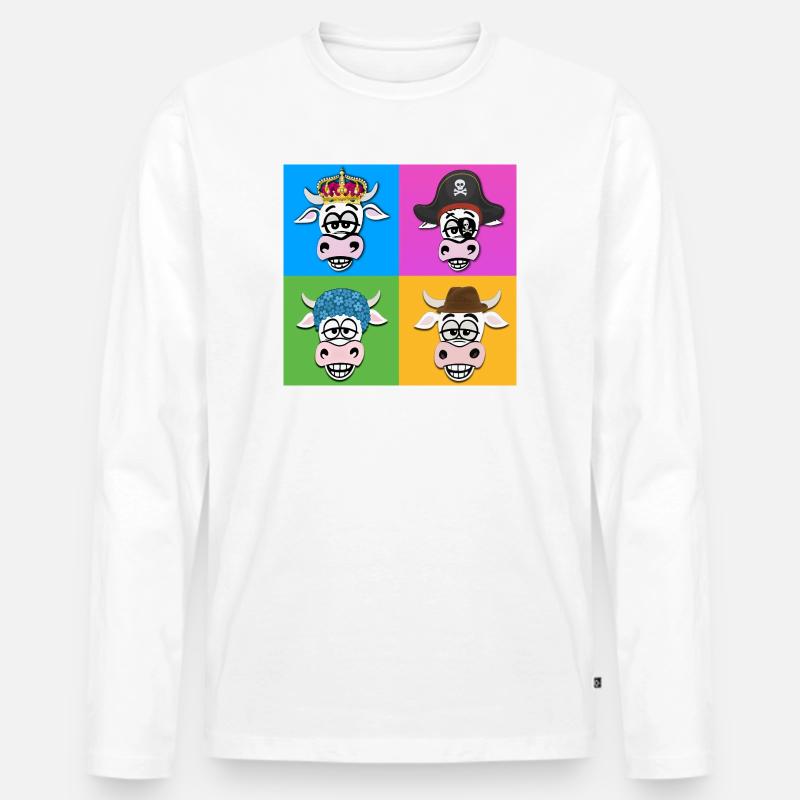 Kuh-Quartett - Männer Premium Bio Langarmshirt - Weiß