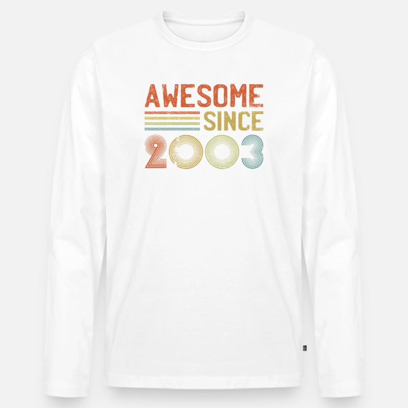 Retro 2003 Feier Diagramm Text - Männer Premium Bio Langarmshirt - Weiß