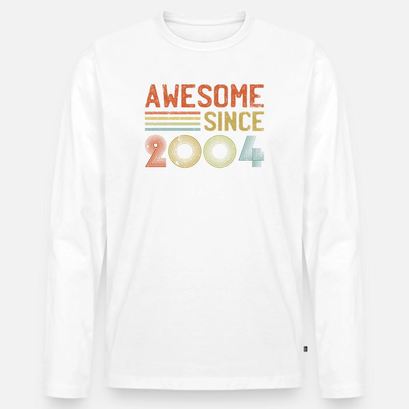 Retro-Design im Stil der 2000er - Männer Premium Bio Langarmshirt - Weiß