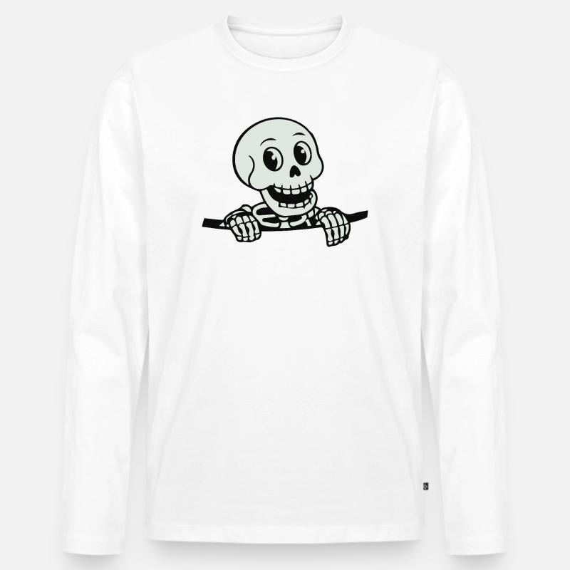 Verspieltes Skelett-Cartoon-Design - Männer Premium Bio Langarmshirt - Weiß