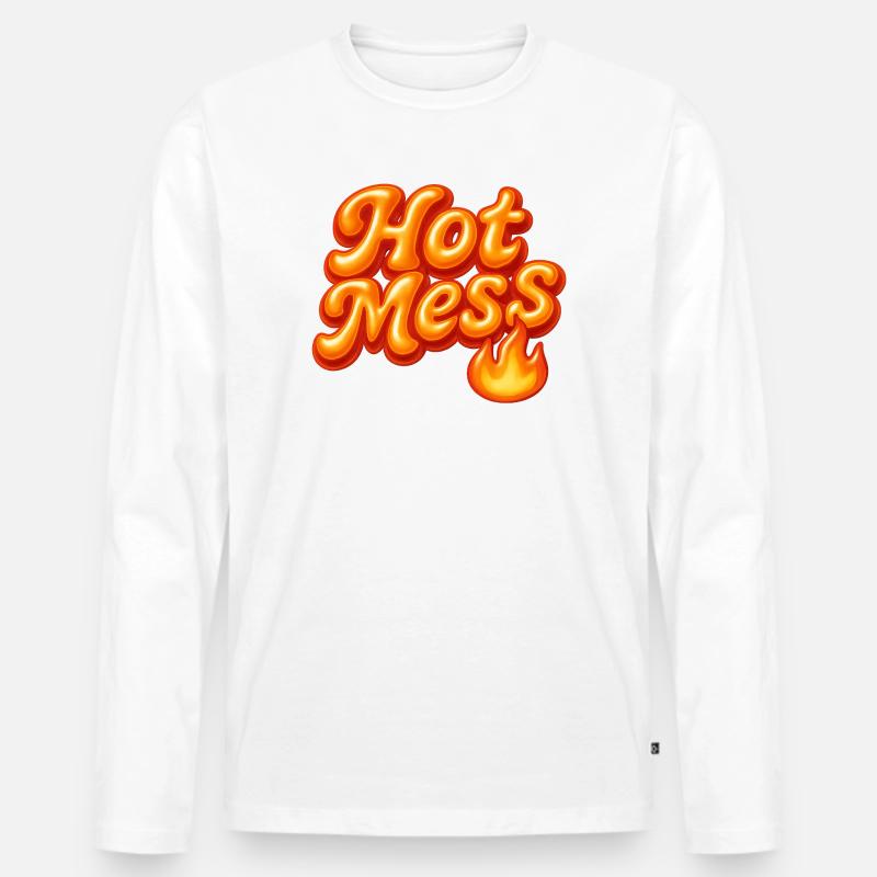 hot mess / y2k statement design - Männer Premium Bio Langarmshirt - Weiß
