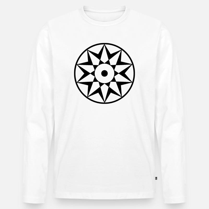 Himmlisches Dekagramm Mandala - Männer Premium Bio Langarmshirt - Weiß